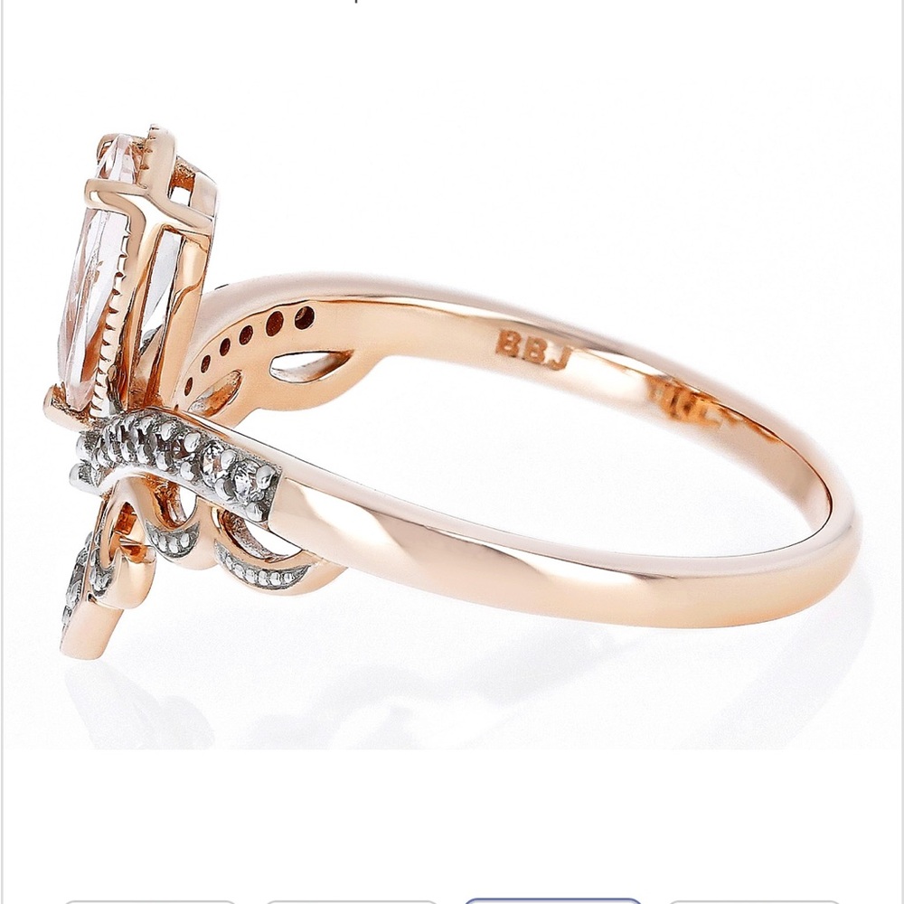 Peach Morganite 10k Rose Gold Diamond Ring 0.71ctw tiara crown princess wedding - Picture 3 of 11